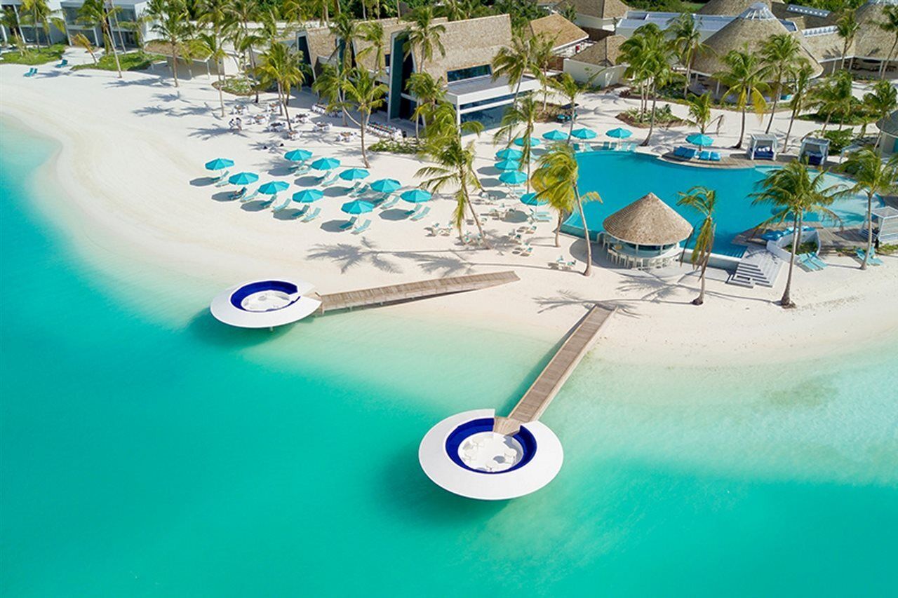 Kandima Maldives Kudahuvadhoo Esterno foto Aerial view of the beach at the Hard Rock Hotel